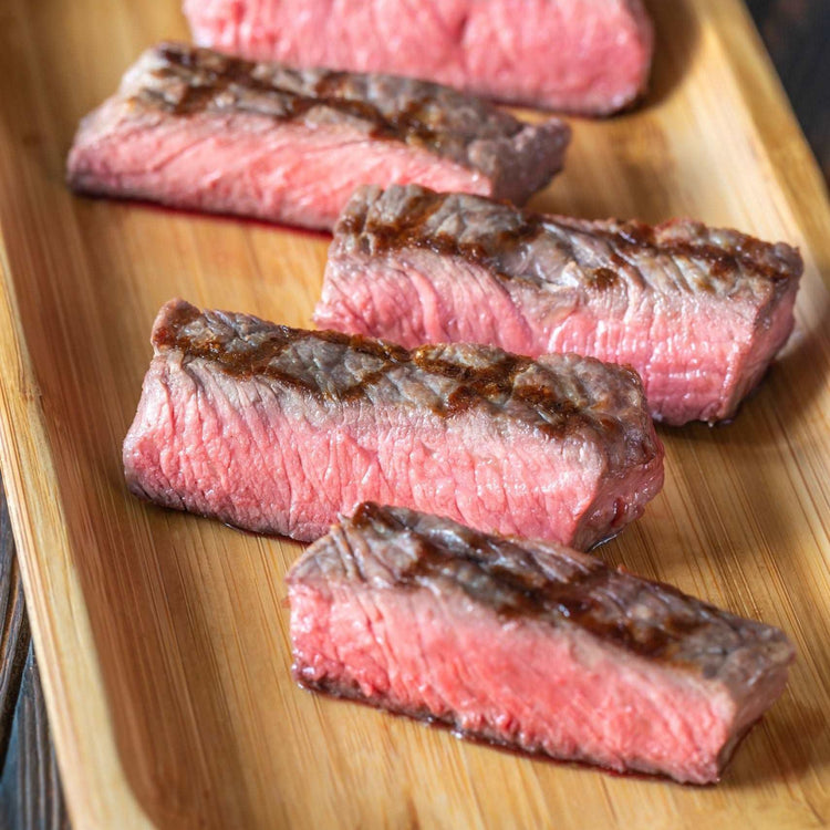 Slices of strip steak