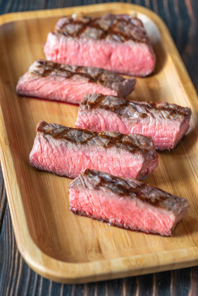 Slices of strip steak