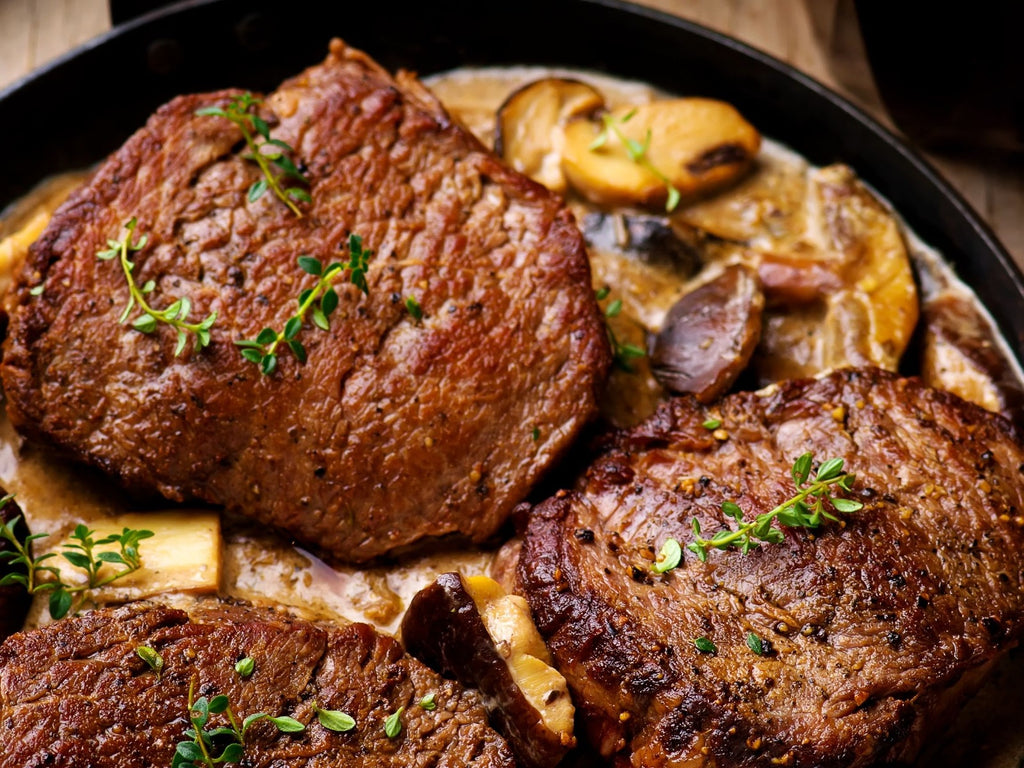 Bison or Grass Fed Beef Filets With Shiitake Mushrooms