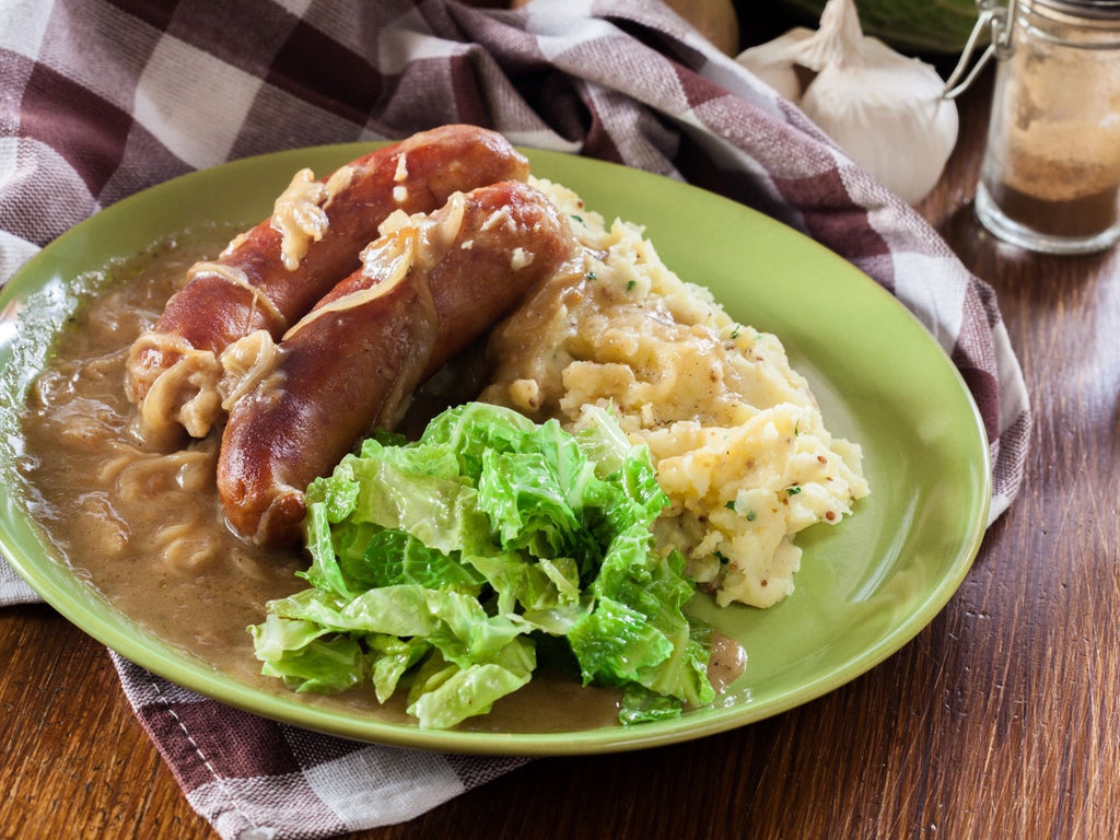 British Bangers And Mash Made With Our Bison Sausage