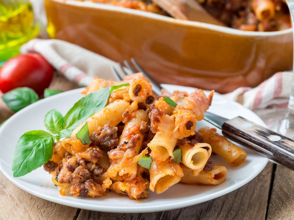 Delicious Baked Ziti With Wild Boar & Elk Meatballs