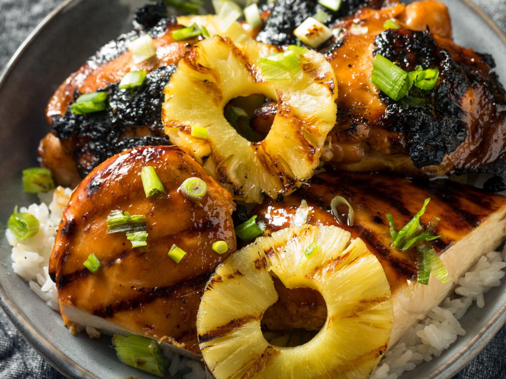 Hawaiian Style Pineapple Chicken Thighs With Coconut Rice