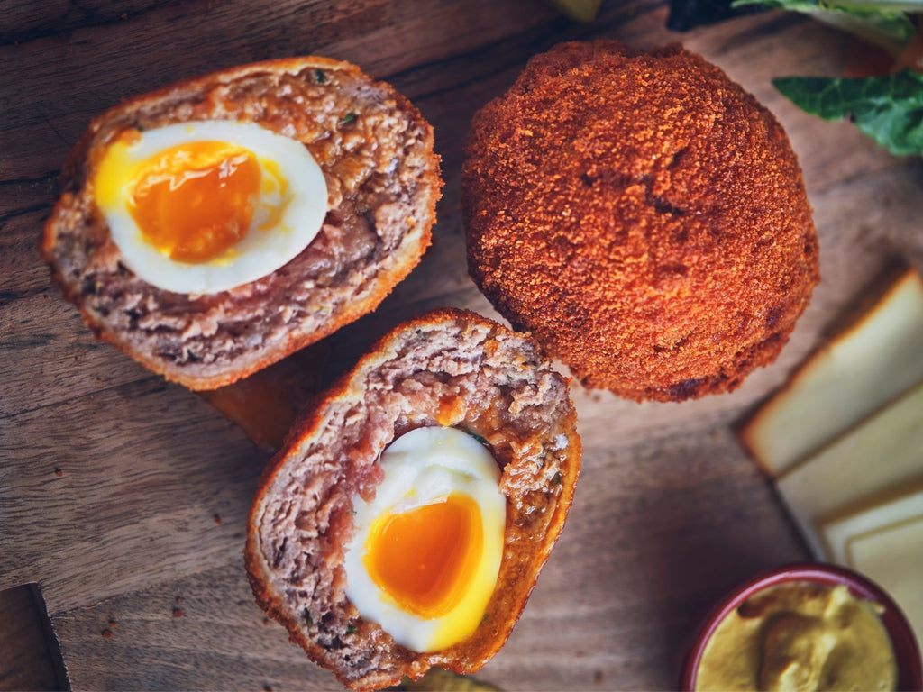 Pork & Wild Boar Scotch Eggs With Dijon Dipping Sauce