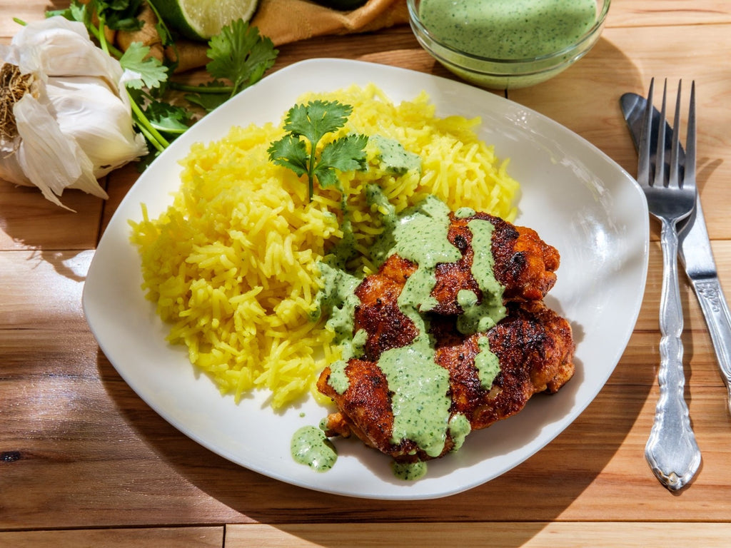 Savory & Delicious Peruvian Chicken With Green Sauce