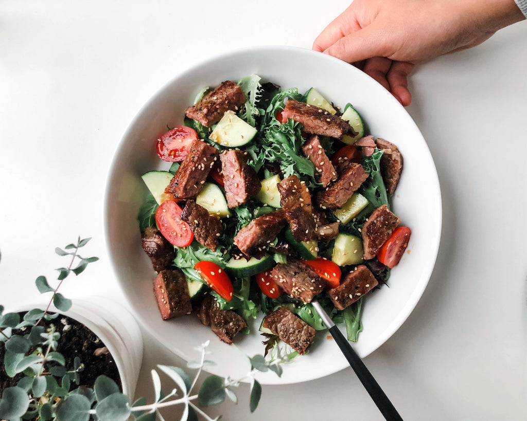 Steak Salad Recipe With Bison Ribeye & Homemade Dressing
