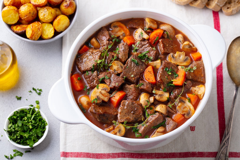 French Beef Stew With Red Wine, Herbs & Vegetables