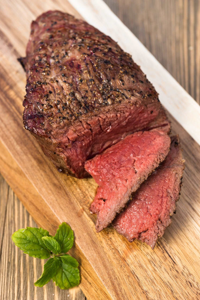 Beef Top Sirloin Steak Roast Sliced Coooked Medium Rare